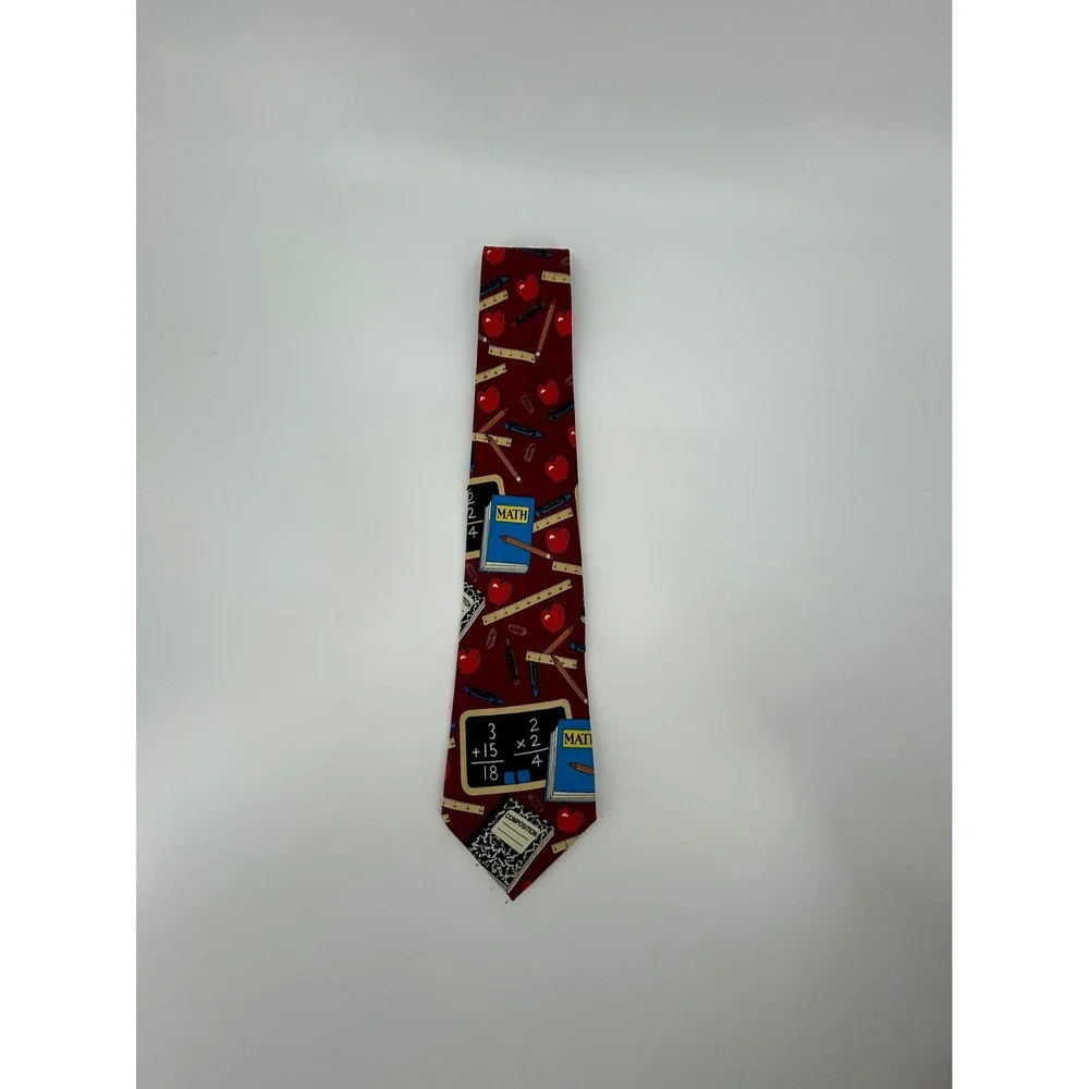 Aesop School Accessories Mens Burgundy Red Teacher Math Novelty Silk Necktie